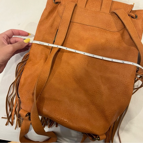 Collab vegan leather brown fringed backpack - Picture 4 of 8